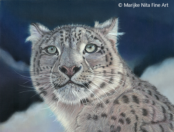 Snowleopard in mixed media